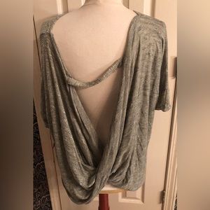 Maronie multi colored size oversized large open back top with small bell sleeves